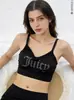 Nueva Marca Europea y Americana de Moda, Camisola Decorada con Letras de Pedrería con Hermoso Diseño en la Espalda, Estilo Dulce y Fresco, Ropa Interior Versátil de Corte Ajustado
