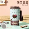 Taza Térmica Cute de Acero Inoxidable 304 para Doble Bebida, Taza de Café Portátil de Pequeña Capacidad, Lindo Regalo con Correa para Llevar, Vaso de Agua para Doble Bebida