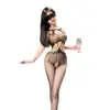 Lingerie erótica um ombro só cavalo aberto tentação apaixonada transparente meias sexy body roupa de rede calcinha de tentação cavalo aberto