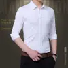 Camisa Blanca para Hombre de Manga Corta Sin Planchar Corte Ajustado con Pliegues Ropa de Trabajo Formal de Negocios Otoño Profesional Formal Camisa Larga para Hombre