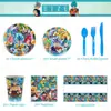 Nuevo Ambiente de Fiesta de Dragon Ball Diseño Decorativo Bandeja de Papel Vaso de Papel Servilleta Mantel Individual Set de Vajilla Desechable