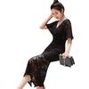 Moda de Verano 2026 Ropa para Mujer, Vestido Sexy de Encaje con Cuello en V Ajustado de Longitud Media 3047