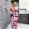 Vestido Plus Size Europeu e Americano Temu 2025 Decote V Listrado Manga Longa Justo Slim Sexy Outono e Inverno para Mulheres Cintura Alta
