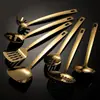 Espátula de cocina para exportación de acero inoxidable, cuchara sopera, cuchara coladora, cuchara para pasta, juego de siete piezas, ventas directas de fábrica