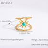 Anillo geométrico de acero inoxidable estilo europeo y americano chapado en oro de 18 quilates con diseño multicapa y incrustaciones retro de piedras semipreciosas para mujer.