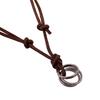 Collar de cuero estilo europeo y americano, collar corto de aleación para hombre con tres anillos redondos, collar vintage de piel de vaca de mineral grueso.
