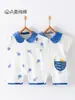 Ropa de Verano para Bebé Clase A Mameluco Delgado de Manga Corta para Recién Nacido Algodón Puro Estilo Coreano Mono con Cuello para Niño y Niña