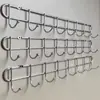Ganchos de Acero Inoxidable para Uso en Cocina y Hogar, Ganchos Adhesivos, Sin Rastro, Resistentes, Sin Taladro, Fila Larga de Ganchos para Baño, Detrás de la Puerta para Colgar Ropa