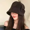 Chapéu de Pescador com Laço Moda Estilo Coreano Feminino Outono Inverno 2026 Novo Versátil Quente Faz o Rosto Parecer Menor Chapéu Bucket Tendência