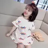 Conjunto de Falda y Camiseta para Niña 2021 Verano Falda para Bebé Niña Camiseta Arcoíris Estilo Coreano Linda Vestido Infantil de Longitud Media