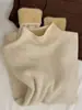 Suéter Aconchegante de Veludo Espesso Meia-gola Macio Peça Única Feminino Inverno Simples Camada Base Camisa de Tricô Coreana