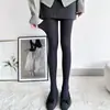 Leggings de Terciopelo para Mujer, Estilo Delgado de Primavera y Otoño, Medias Jacquard Gris Antidesgarros con Raya Vertical, Calcetines Moldeadores de Piernas