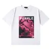 25Ss Marca Morada de Calle Marca Americana de Moda Camiseta Casual Retro Holgada de Manga Corta Estilo Igual para Pareja