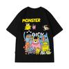 Camiseta de Manga Curta Transfronteiriça Masculina e Feminina Estilo Coreano Casual Ombro Alto Ombro Novo Gola Redonda Estilo Ins Manga de Cinco Pontos Camiseta de Casal