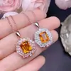 Colgante de Cristal Amarillo Puro Natural Enviado, Atrae Fuerte Fortuna Plata 925 Artesanía Fina Piedra Principal Incrustada 7*9mm