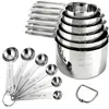 Juego de tazas y cucharas medidoras de acero inoxidable 304 transfronterizo con cucharas medidoras graduadas para hornear, una herramienta de cocina práctica