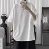 Camiseta de Manga Corta para Hombre con Cuello Redondo Ropa Holgada Verano Trendy Básica Color Sólido Blanco Manga Corta Talla Extra Ropa de Hombre