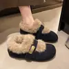 Zapatos de invierno sin cordones tacón oculto estilo Birkenstock para mujer forro de felpa cálido pelo 2026 invierno nuevo popular zapatos de algodón