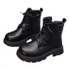 Botas de Couro Infantis Outono e Inverno Meninos Meninas Botas de Moda Botas de Algodão com Veludo Extra Botas de Moda para Adolescentes Botas de Outdoor Botas Curtas Botas Martin
