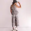 En stock Verano 2023 nuevo estampado sexy Calle Mujer estampado de leopardo sin mangas holgado mono de dama