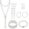 Moda Nueva Transfronteriza Joyería Europea y Americana Collar de Perlas de Imitación Simple Pendientes Elegante Retro Conjunto de Collar Nupcial