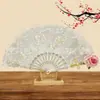 Abanico de Encaje con Accesorios para Cosplay Transfronterizo, Lujoso Abanico Plegable de Rosa Estilo Vintage Europeo, Estilo Fiesta de Té, Convención de Cómics, En Stock