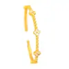 Pulseira Bola Flor de Trevo de Quatro Folhas Cravejada com Diamantes Ouro Brilhante 24K Estilo Igual da Loja de Ouro Puzuo Luxo Acessível Pulseira Aberta de Alta Qualidade para Mulheres
