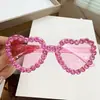Nuevas Impresionantes Gafas de Sol Incrustadas de Diamantes, Modernas Gafas de Corazón para Dama, Gafas de Sol Decorativas para Estudio de Fotografía de Bodas y Fotografía Callejera