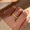 Anillo de Flor de Osmanthus con Incrustación de Diamantes de Lujo Ligero, Anillo de Oro Cepillado de Alta Gama para Mujer, Moda Vintage Chapado en Oro, Xiaohongshu