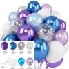 Conjunto de Balões de Látex Azul e Rosa de 12 Peças Mais Vendido Transfronteiriço, Redondo e Espessado, para Festas de Aniversário e Decorações de Casamento
