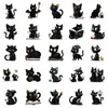 56 Novos Adesivos de Gato Preto Desenho Animado Transfronteiriços, Adesivos Criativos Personalizados de Animais Pretos para Capa de Celular Decoração de Caderno