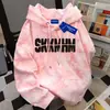 Nueva Sudadera con Capucha Tie-Dye de Diseño Americano para Mujer en Otoño e Invierno Creativa Versátil Perezosa Rosa Casual