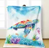 Manta de Flanela Série Tartaruga com Estampa Personalizada, Manta para Sofá, Manta de Fleece Impressa Digitalmente, Manta com Padrão de Desenho Animado