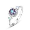 Anillo de Plata S925 con Incrustación de Piedra Alexander Cultivada para Mujer Noble Estilo Europeo y Americano Mismo Estilo de TikTok Live