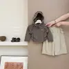 [Xian Ning Qi] Original! Conjunto de Cardigan com Capuz Outonal Estilo Coreano para Meninas, Camiseta e Calça de Pernas Largas