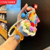 Ramo para el Día del Maestro, Llavero de Flor Sostenido a Mano, Producto Terminado de Ganchillo de Flor Artificial Rosa, Regalo Creativo, Regalo para el Día del Maestro