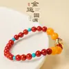 Pulseira do Ano Novo Zodiacal de Outono de 2023 de Ágata Vermelha Natural Pulseira de Cera de Abelha da Sorte Pulseira de Presente para Melhor Amigo