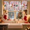 Cortina de Ventana Muñeco de Nieve Navideño Decoración Festival Navideño Sin Taladrar Barra Romana Cortina Corta Impresión Digital Cortina de Ventana
