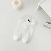 Calcetines Cortos Blancos para Mujer Primavera y Verano Calcetines de Barco Calcetines de Red ins Calcetines Bordados de Estudiante para Niña Calcetines Casuales de Color Sólido Estilo Japonés para Niños