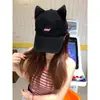 Gorra de Béisbol con Bordado de Letras de Orejas de Gato de Dibujos Animados Lindas para Mujer Estilo Coreano Casual Versátil Moda que Adelgaza la Cara Gorra de Pico de Pato