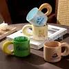 *Nuevo Modelo 0146* 8.5*8.5cm 340ml *Taza Gordita*Taza Dudu*Taza con Asa de Luna*Taza de Cerámica