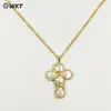 Wt-Jn330 Retro Elegante Perla de Agua Dulce Chapado en Oro de 18 Quilates Incrustado Colgante de Cruz Muy Vendido Collar de Latón