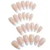 Arte de Uñas Portátil con Borde Blanco Francés en Forma de Almendra Simple Transfronterizo Uñas Postizas Terminadas Pegatinas para Uñas Uñas Removibles Venta al por Mayor