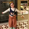 Conjunto de Roupa Fofo para Menina Pequena - Primavera e Outono 2026: Conjunto de Calça Wide Leg de Bolinhas e Colete de Duas Peças para Uso Casual Doce