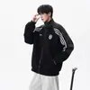 Sudadera Cardigan Deportiva de Manga Raglán Chaqueta para Hombre Otoño Nuevo Estilo Americano Color de Contraste Pareja Casual Cuello Alto Chaqueta Top