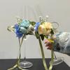 Un Par de Copas para Brindis de Boda, Copas de Champaña Hechas a Mano en Corea con Decoración de Flores Artificiales DIY, Regalos de Compromiso y Boda, Copas