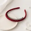 Diadema de lunares estilo francés con corona alta, antideslizante, diseño dentado, accesorio para el cabello envolvente de tela versátil coreana