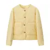 Comercio Exterior 2025 Otoño Nuevo Estilo Europeo y Americano Moda Femenina Casual Holgado Manga Larga Un Botón Cuello Redondo Cuadros Algodón Abrigo