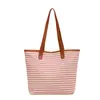 2025 Nueva Bolsa para Mujer Bolso de Hombro Nicho Gran Capacidad Bolso Tote Rayado Textura Moda Portátil para Viajes Bolsa de Lona