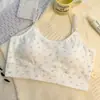 Camisole Sutiã de Algodão Puro para Meninas Doce Versátil Roupa Íntima com Alças Fixas e Bojo Integrado Camiseta Regata Estudante